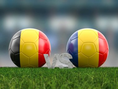 Futbol avro kupası grubu E Belçika Romanya 'ya karşı. 3d illüstrasyon.