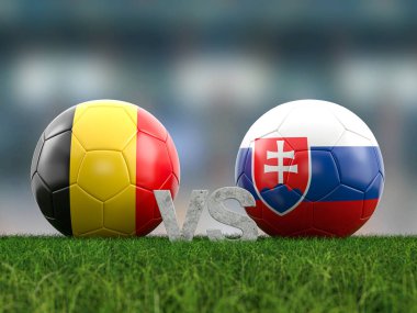 Futbol Euro Kupası grubu E Belçika Slovakya 'ya karşı. 3d illüstrasyon.