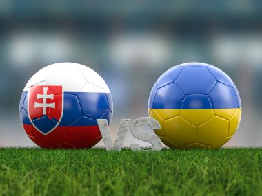 Futbol Euro Kupası grubu E Slovakya Ukrayna 'ya karşı. 3d illüstrasyon.