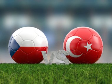 Futbol Euro Kupası grubu F Çek Cumhuriyeti Türkiye 'ye karşı. 3d illüstrasyon.