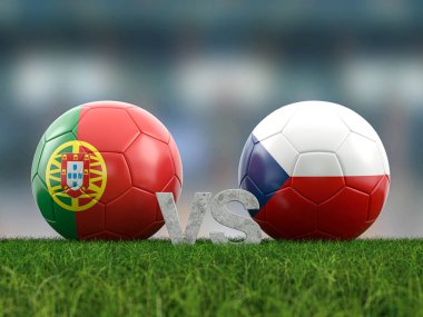 Futbol Euro Kupası grubu F Portekiz ile Çek takımına karşı. 3d illüstrasyon.