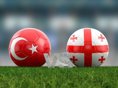 Futbol Euro Kupası grubu F Türkiye Gürcistan 'a karşı. 3d illüstrasyon.