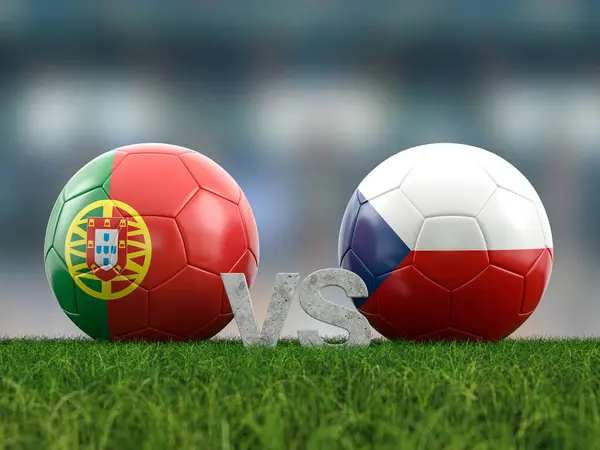 フットボールユーロカップグループ Fポルトガル対チェコ 3Dイラスト — ストック写真