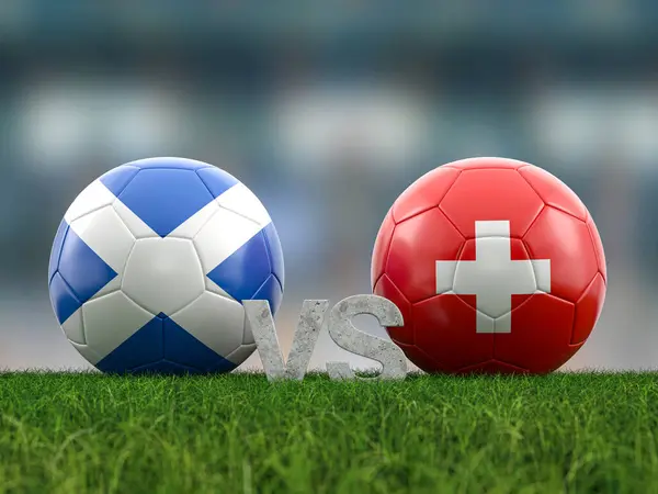 フットボールユーロカップグループAスコットランド対スイス 3Dイラスト ストック画像