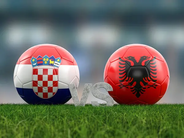 欧洲足球杯B组克罗地亚对阿尔巴尼亚 3D说明 图库图片