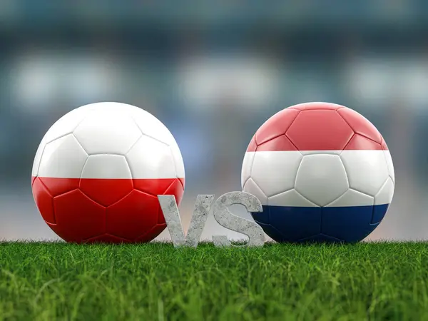 Futbol Euro Kupası Grubu Polonya Hollanda Karşı Illüstrasyon - Stok İmaj