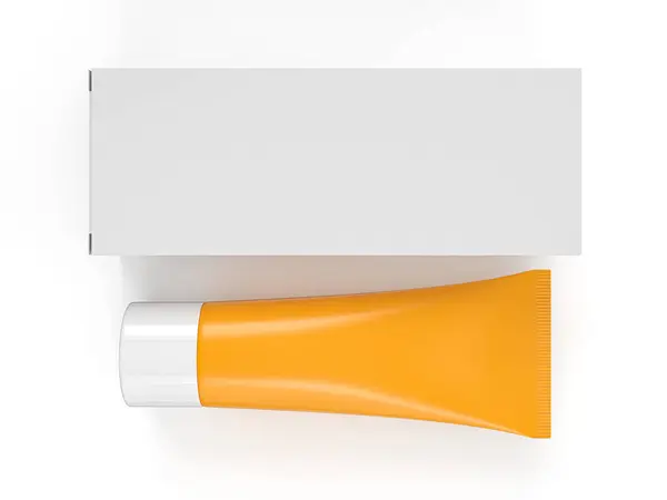 白色背景上的化妆品管和盒 3D说明 免版税图库照片