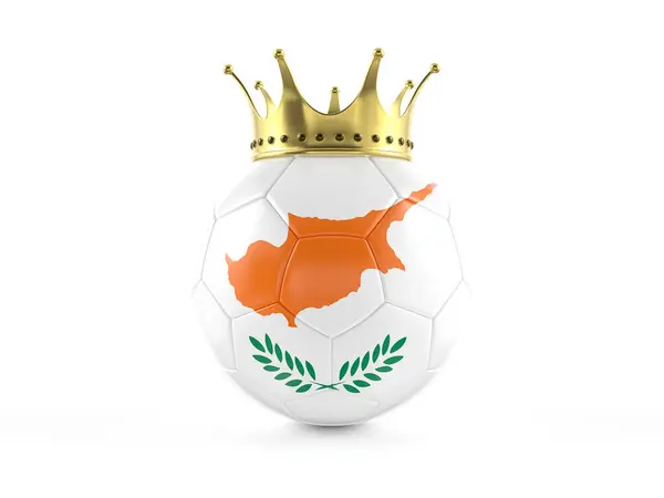 Cyprus Vlag Voetbal Met Kroon Een Witte Achtergrond Illustratie — Stockfoto