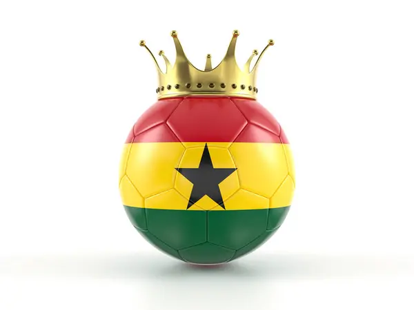 Ghana Vlag Voetbal Bal Met Kroon Een Witte Achtergrond Illustratie — Stockfoto