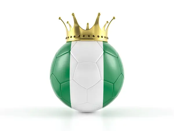 Nigeria Vlag Voetbal Met Kroon Een Witte Achtergrond Illustratie — Stockfoto