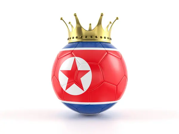 Noord Korea Vlag Voetbal Met Kroon Een Witte Achtergrond Illustratie — Stockfoto