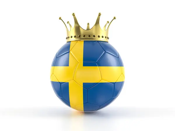 Sweden Flag Soccer Ball Crown White Background Illustration — Stock Photo, Image