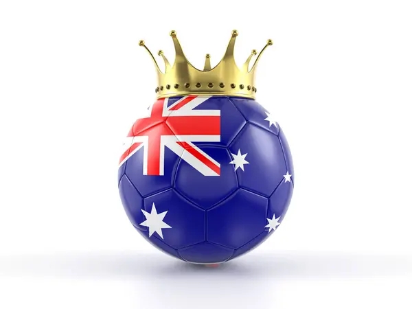 オーストラリアのフラッグサッカーボール 白い背景に王冠 3Dイラスト ストック画像
