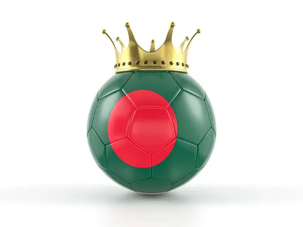 バングラデシュのフラッグサッカーボール 白い背景に王冠 3Dイラスト ストック写真