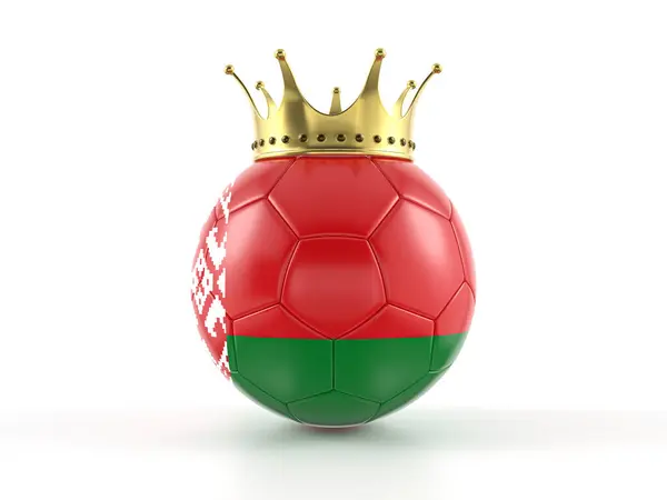 Bielorussia Bandiera Pallone Calcio Con Corona Sfondo Bianco Illustrazione Fotografia Stock