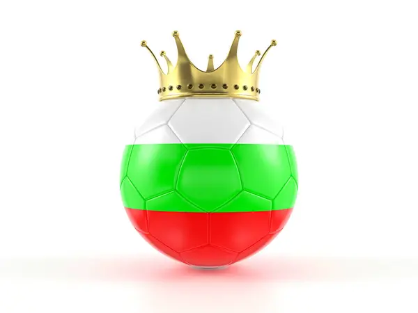 Bulgarien Flagga Fotboll Med Krona Vit Bakgrund Illustration Royaltyfria Stockfoton