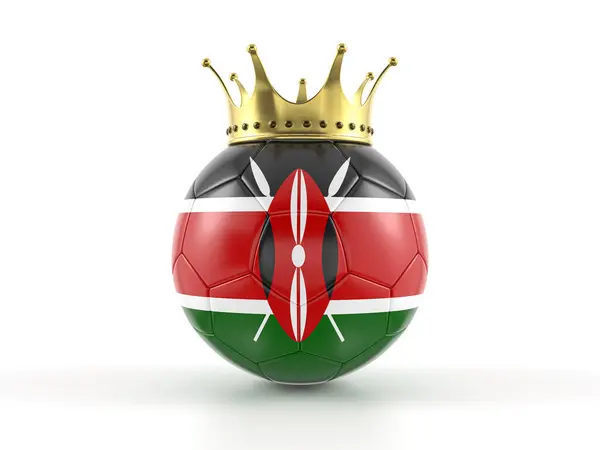 Kenianische Flagge Fußball Mit Krone Auf Weißem Hintergrund Illustration Stockbild