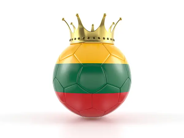 リトアニアのフラッグサッカーボール 白い背景に王冠 3Dイラスト ロイヤリティフリーのストック画像