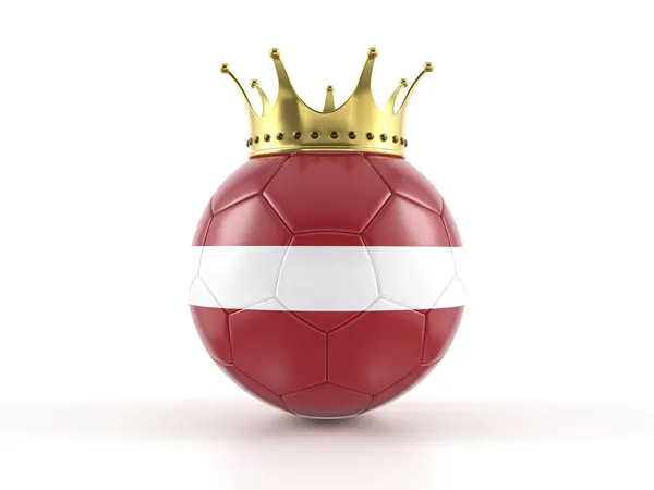 ラトビアのフラッグサッカーボール 白い背景に王冠 3Dイラスト ストック写真