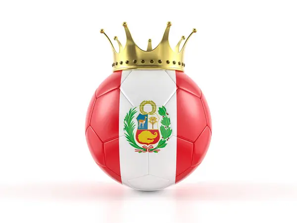 Beyaz Arka Planda Taç Olan Peru Bayrak Futbol Topu Illüstrasyon - Stok İmaj