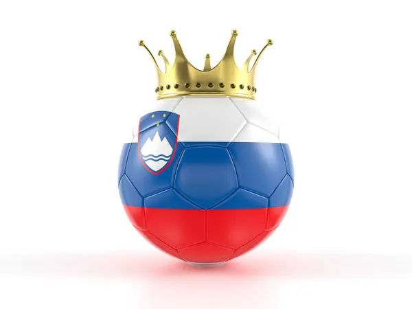 Eslovênia Bola Futebol Bandeira Com Coroa Fundo Branco Ilustração Imagens De Bancos De Imagens Sem Royalties