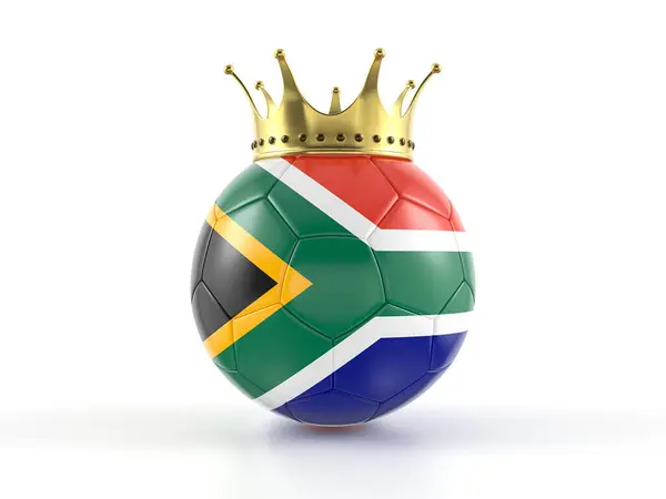 Zuid Afrika Vlag Voetbal Met Kroon Een Witte Achtergrond Illustratie Stockafbeelding
