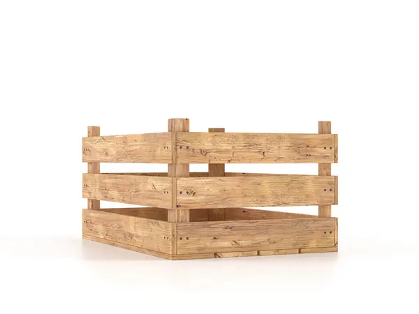 Wooden Crate White Background Illustration Стокова Картинка