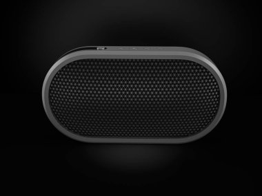 Bluetooth speaker on a black background. 3d illustration.