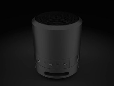 Bluetooth speaker on a black background. 3d illustration.