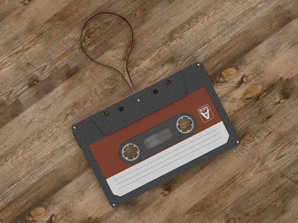 Cassette Tape Wooden Background Illustration Stock Image