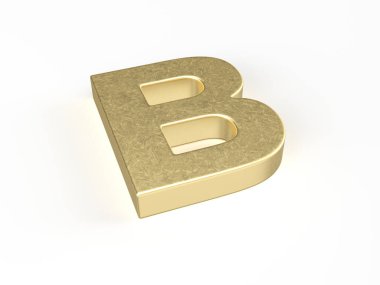 Beyaz arka planda altın harfli B harfi. 3d illüstrasyon.