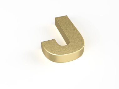 Beyaz arka planda altın harfli J harfi. 3d illüstrasyon.