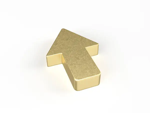 白い背景にゴールドアローシンボル 3Dイラスト ストック写真
