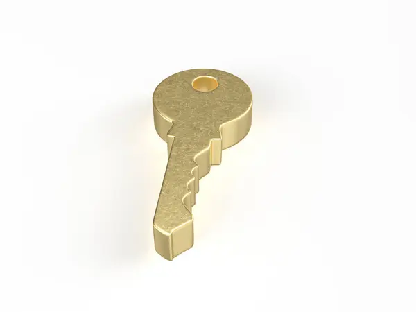 Gold Key Symbol White Background Illustration Stock Picture