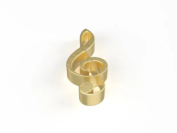 白い背景にゴールドミュージックノートのシンボル 3Dイラスト ロイヤリティフリーのストック写真