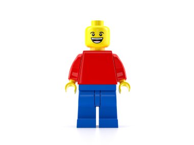 Beyaz arka planda oyuncak minyatür bir figür. 3d illüstrasyon.