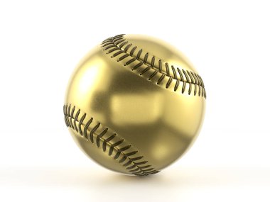 Gold baseball ball on a white background. 3d illustration. clipart