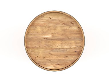 Beyaz arka planda tahta fıçı. 3d illüstrasyon.