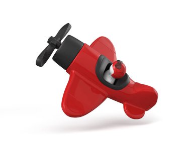 Beyaz arka planda oyuncak uçak pisti. 3d illüstrasyon.