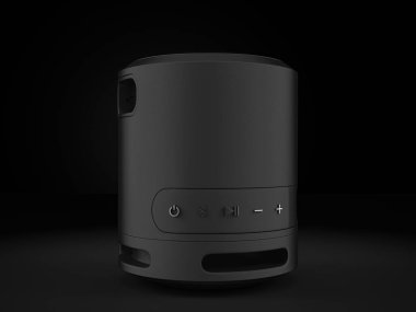 Bluetooth speaker on a black background. 3d illustration.