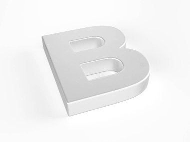 Beyaz arka planda metal harf B. 3d illüstrasyon.