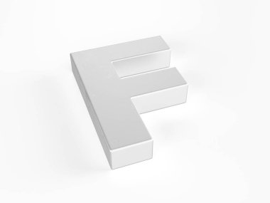 Beyaz arka planda metal F harfi. 3d illüstrasyon.