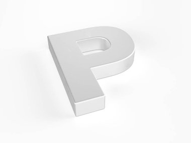 Beyaz arka planda metal harf P. 3d illüstrasyon.