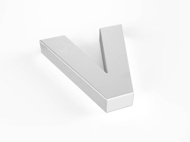 Beyaz arka planda V harfi var. 3d illüstrasyon.