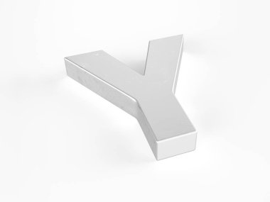 Beyaz arkaplanda Y harfi var. 3d illüstrasyon.