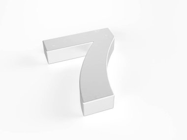 Beyaz arka planda yedi numaralı metal. 3d illüstrasyon.