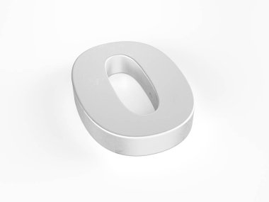 Beyaz arka planda sıfır numaralı metal. 3d illüstrasyon.
