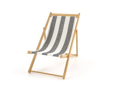 Beyaz arka planda plaj sandalyesi. 3d illüstrasyon.