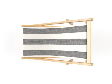 Beyaz arka planda plaj sandalyesi. 3d illüstrasyon.