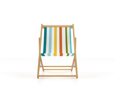 Beyaz arka planda plaj sandalyesi. 3d illüstrasyon.